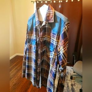 Zara Men's Denim Shirt Plaid